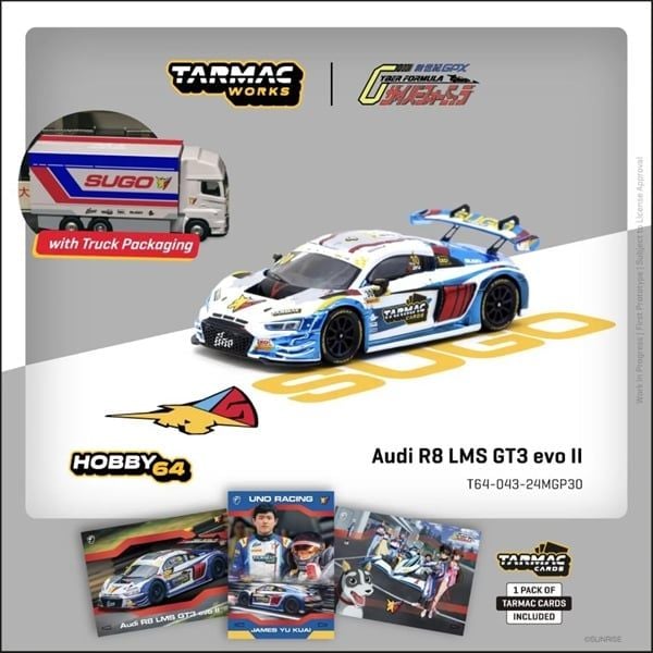  Mô hình xe Audi R8 LMS GT3 evo II, Macau GT Cup - FIA GT World Cup 2024 tỉ lệ 1:64 Tarmac Works T64-043-24MGP30 