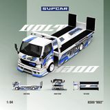  Mô hình xe tải thớt cứu hộ H300 Flatbed Trailer – Original Design ADVAN “VOLT” Blue and White Livery Die-Cast Car Model tỉ lệ 1:64 ModernArt SC647237 