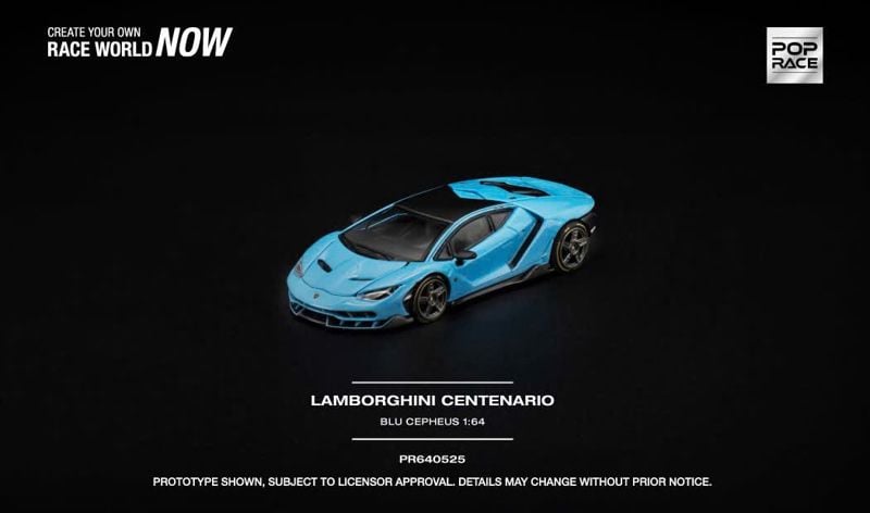  Mô hình xe LAMBORGHINI CENTENARIO - BLU CEPHEUS tỉ lệ 1:64 Poprace 