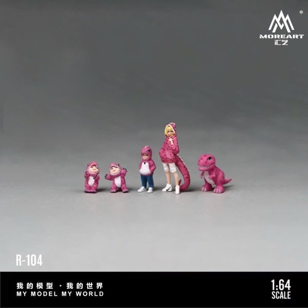  Mô hình figure Set Family Roxy pink dinosaur tỉ lệ 1:64 MOREART MO223104 