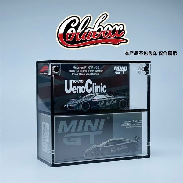  Hộp trưng bày mica cho xe McLaren F1 GTR #59 1995 Le Mans 24Hr Winner Post-Race Weathered MiniGT có khung ảnh tỉ lệ 1:64 Colabox 870 PKC 