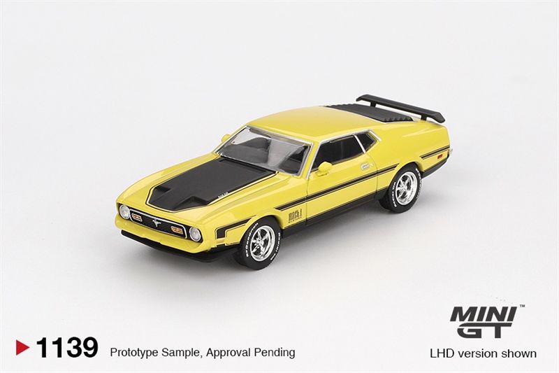  Mô hình xe Ford Mustang Mach1 Grabber Yellow bản card tỉ lệ 1:64 MiniGT MGT01139 HAVE CHASE 