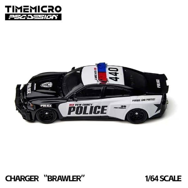  Mô hình xe ô tô tỉ lệ 1:64 Dodge Charger “Brawler” no.440 LSPD Police Car Die-Cast TIME MICRO x PSC DESIGN TM648203 