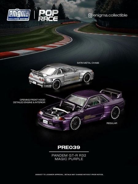  Mô hình xe Nissan Pandem GT-R R32 Magic Purple tỉ lệ 1:64 Pop Race PRE039 