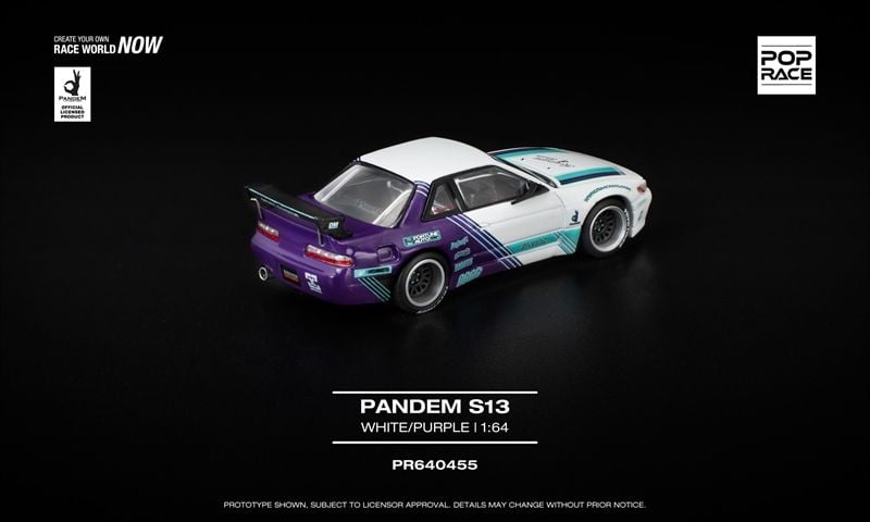  Mô hình xe Pandem Nissan Silvia S13 White/Purple tỉ lệ 1:64 Poprace PR640455 