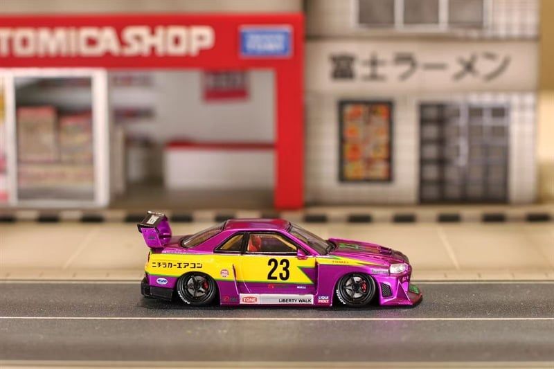  Mô hình xe Nissan ER34 LBWK Electroplated Purple Special Edition Limited 500pcs tỉ lệ 1:64 Street weapon OT64658 