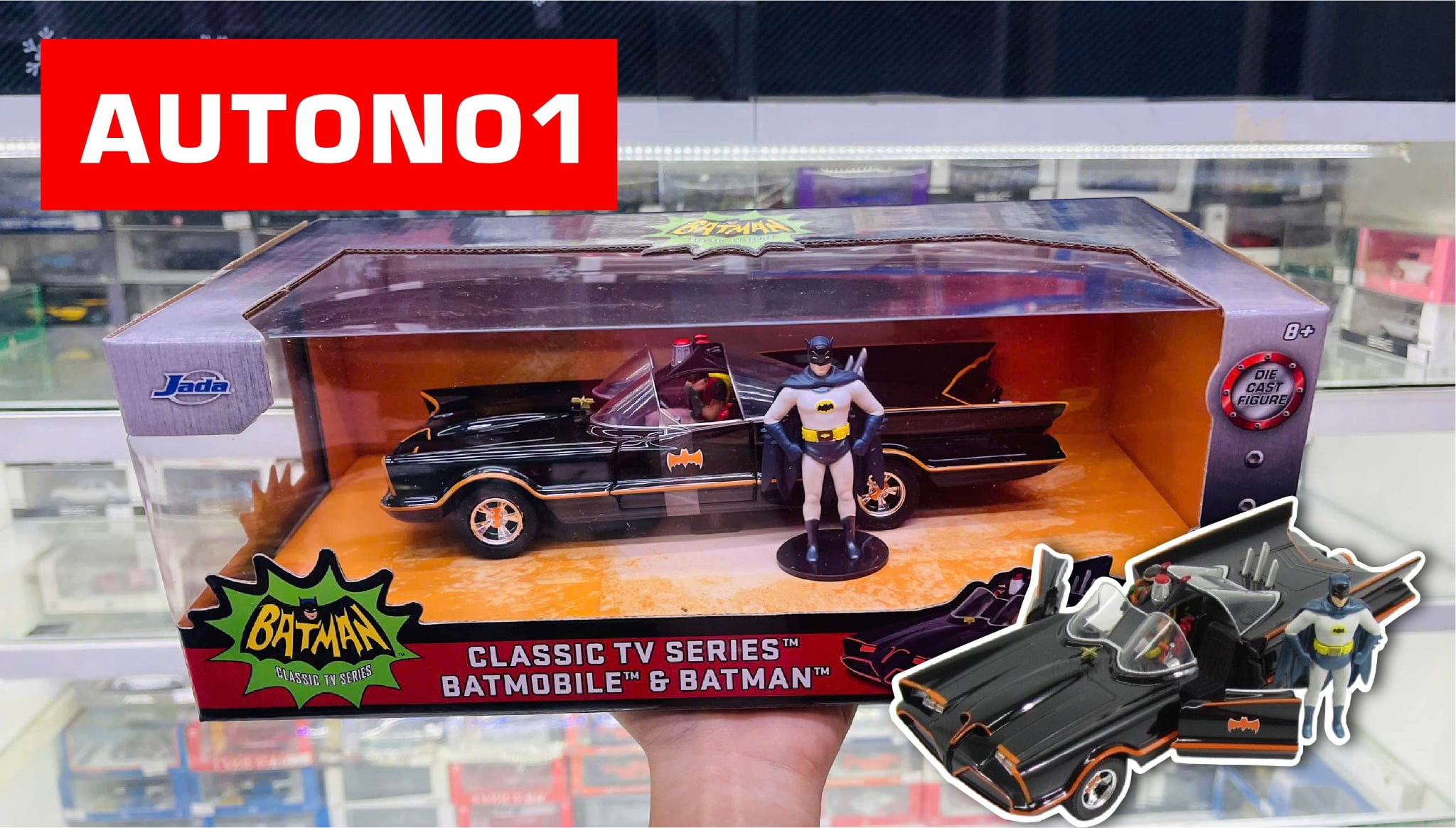  Mô hình xe Batman 1966 Classic Batmobile W/Batman & Robin Figure DC Comics tỉ lệ 1:24 Jada Toys 98259 