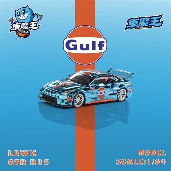  Mô hình xe Nissan GT-R R35 LBWK Chrome Gulf Kaplama tỉ lệ 1:64 Demon King DKA-032 