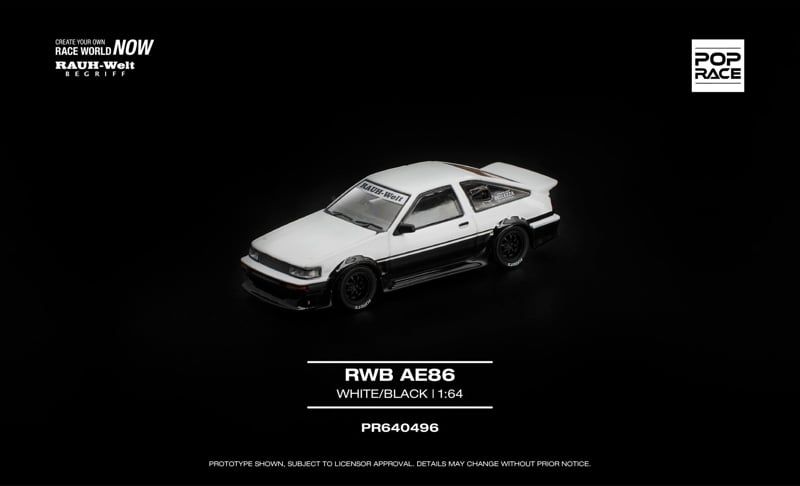  Mô hình xe RWB AE86 White / Black tỉ lệ 1:64 Pop Race PR640496 