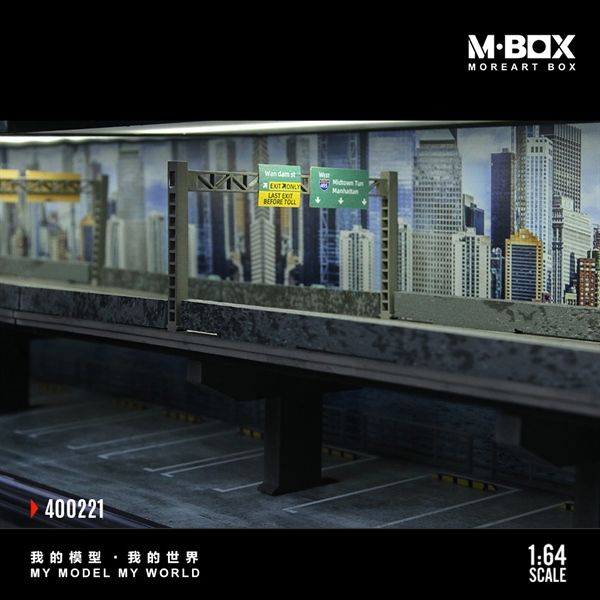  Hộp trưng bày container mô phỏng cầu vượt Overpass Simulation Model có đèn kích thước 38.7x16x16.5cm tỉ lệ 1:64 MoreArt box M-Box MB400221 