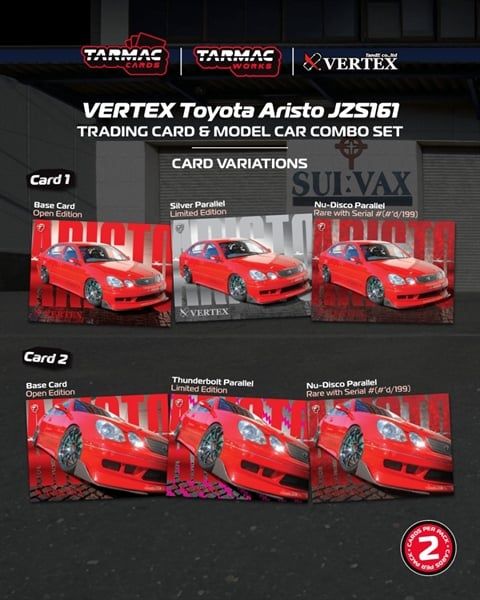  Mô hình xe VERTEX Toyota Aristo JZS161 Red (Tarmac Cards Combo Set) tỉ lệ 1:64 Tarmac Works 
