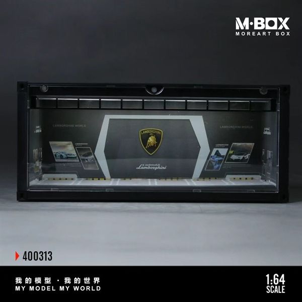  Hộp trưng bày container mô phỏng garage Lamborghini 30cm × 12.5cm × 13cm tỉ lệ 1:64 MoreArt MB400313 