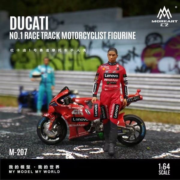 Mô hình nhân vật figure và xe mô tô Ducati #1 Circuit Rider Resin tỉ lệ 1:64 MoreArt MO222207 