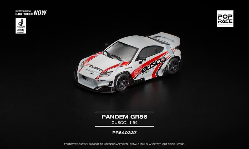  Mô hình xe ô tô Toyota GR86 Pandem Cusco mở capo tỉ lệ 1:64 Poprace PR640337 
