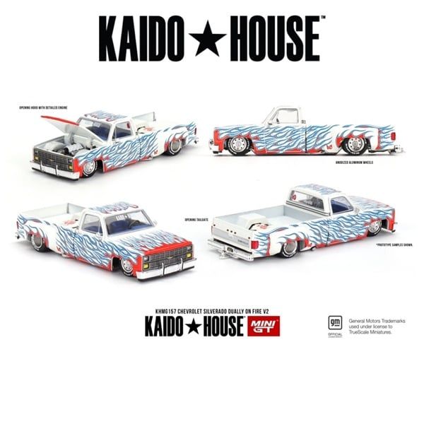  [Hàng Loose] Mô hình xe Chevrolet Silverado Dually onFire V2 LOOSE tỉ lệ 1:64 Kaido House KHMG157L 