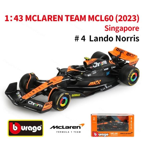  Mô hình xe đua F1 McLaren MCL60 S23 Singapore tỉ lệ 1:43 Bburago OT317 