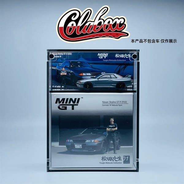  Hộp trưng bày mica cho xe Nissan Skyline GT-R (R32) Nismo Gunmetal W MiniGT có khung ảnh tỉ lệ 1:64 Colabox 869 PKC 