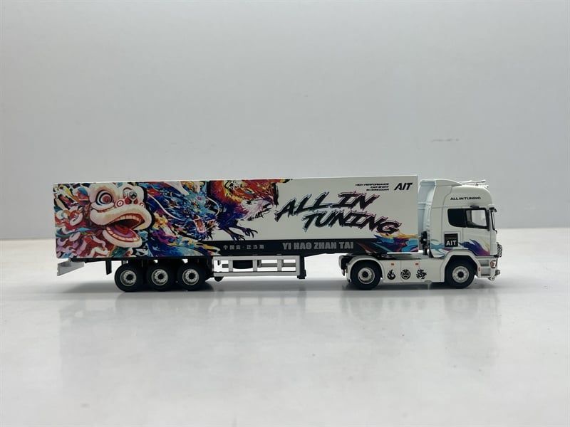  Mô hình xe đầu kéo Scania kèm trailer container Longfeng Chengxiang AIT Exhibition Limited Edition tỉ lệ 1:64 Modern Art MD644016 