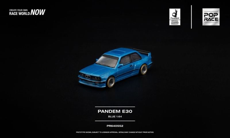  Mô hình xe BMW E30 Pandem blue tỉ lệ 1:64 Pop Race PR640552 