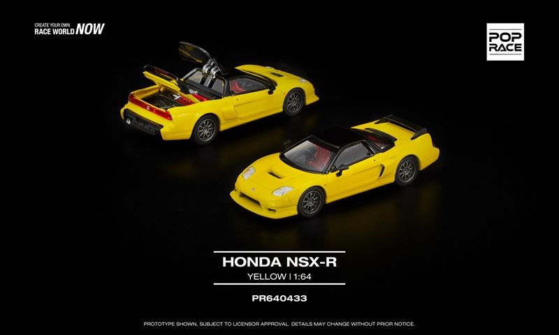  Mô hình xe Honda NSX - R Yellow mở được nắp máy sau tỉ lê 1:64 Poprace PR640433 