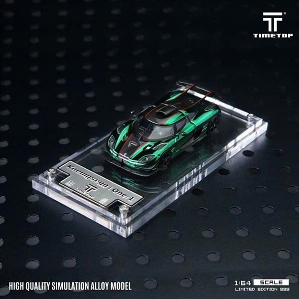  Mô hình xe ô tô Koenigsegg One:1 Metallic Green mở được nắp máy tỉ lệ 1:64 Timetop TT644817 
