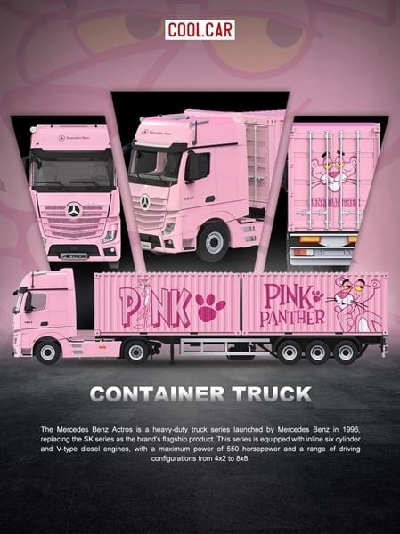  Mô hình xe Pink Panther Container Truck Painting Series Simulated Alloy Car Model tỉ lệ 1:64 Cool Car CC646734 