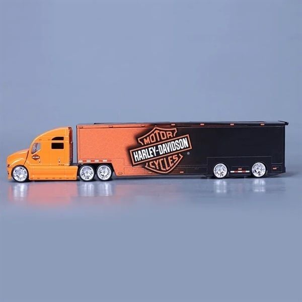  Mô hình xe container Harley Davidson orange Delivery Truck - Design Custom Haulers 35x4.5x6.5cm tỉ lệ 1:64 Maisto 11516 