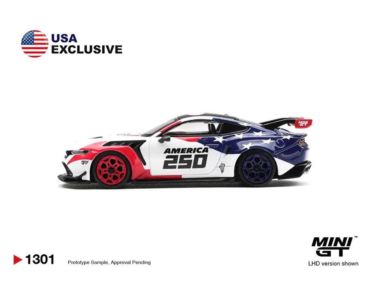  Mô hình xe Ford Mustang GTD America 250 USA Exclusive LHD bản card tỉ lệ 1:64 MiniGT MGT01301 