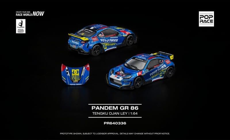  Mô hình xe Toyota Pandem Gr 86 Tengku Djan Ley tỉ lệ 1:64 Pop Race PR640336 