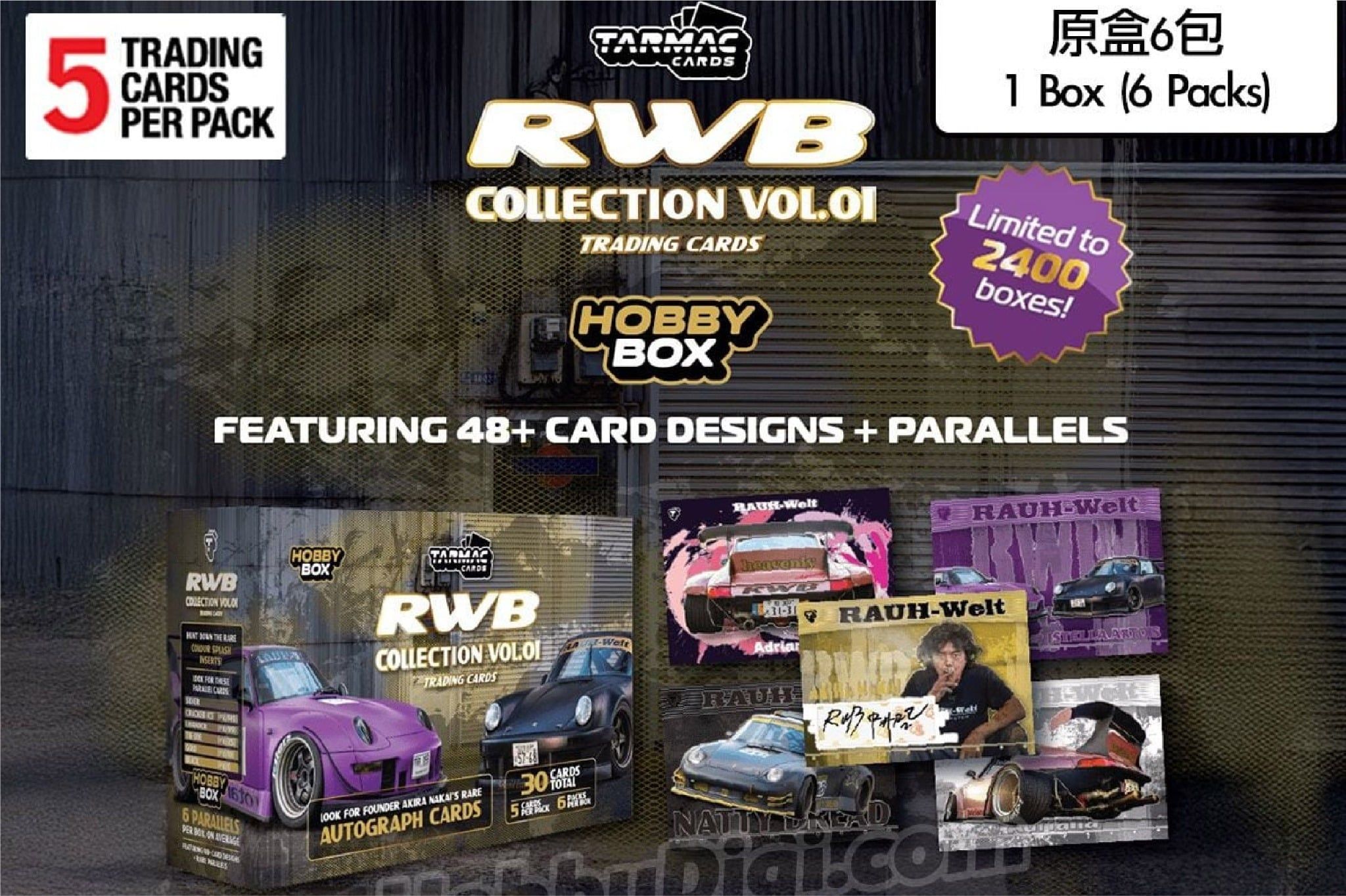  Hộp Tarmac Cards RWB Collectible Trading Cards Vol. 01 Hobby Box 
