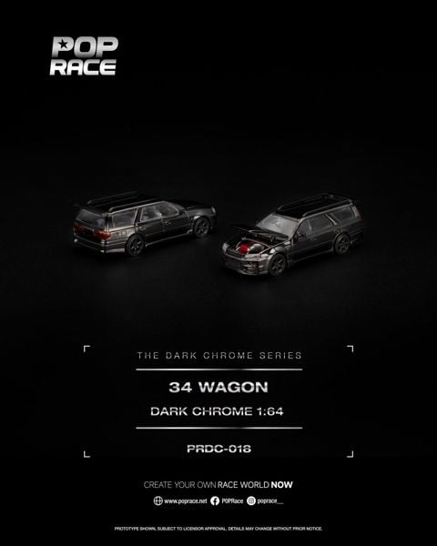  Mô hình xe R34 Wagon Dark Chrome tỉ lệ 1:64 Pop Race PRDC018 