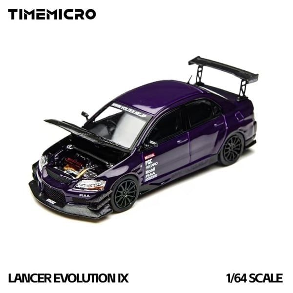  Mô hình xe Mitsubishi Evo Lancer Evolution IX Metallic Purple tỉ lệ 1:64 Time micro TM800214 