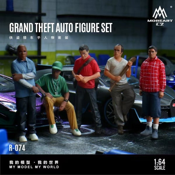  Mô hình nhân vật figure set 5 người Grand Theft Auto game GTA tỉ lệ 1:64 MoreArt MO223074 