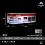  Hộp trưng bày mô phỏng showroom garage Coca cola có đèn - mica kích thước 30cm x 15cm x 10cm tỉ lệ 1:64 MoreArt MO914512 