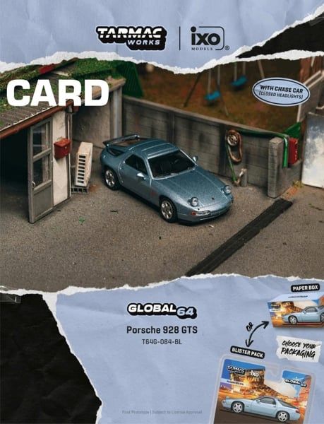  Mô hình xe Porsche 928 GTS Blue Metallic bản card tỉ lệ 1:64 Tarmac Works T64G-084-BL-B 
