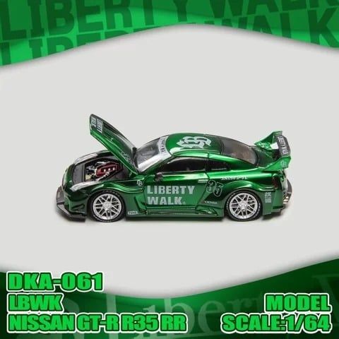  Mô hình xe Nissan GTR35 RR LBWK Green livery Diecast Model tỉ lệ 1:64 Demon King Auto DKA-061 