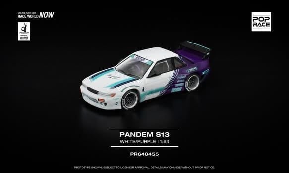 Mô hình xe Pandem Nissan Silvia S13 White/Purple tỉ lệ 1:64 Poprace PR640455 