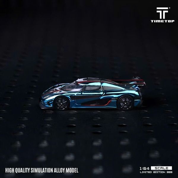  Mô hình xe ô tô Koenigsegg One:1 Metallic Ice Blue mở được nắp máy tỉ lệ 1:64 Timetop TT644818 