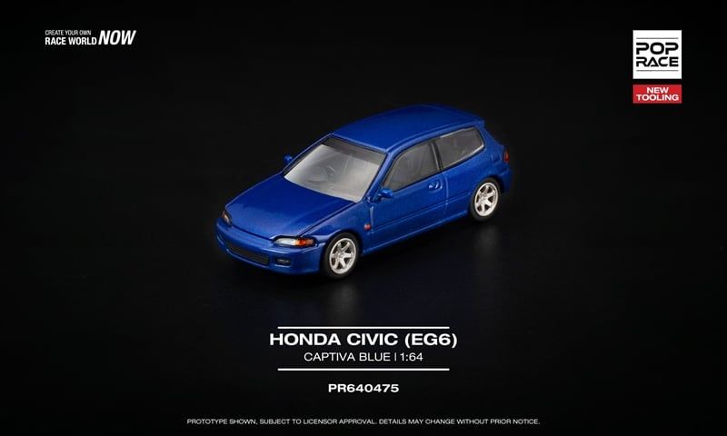  Mô hình xe HONDA CIVIC (EG6) CAPTIVA BLUE tỉ lệ 1:64 Poprace PR640475 