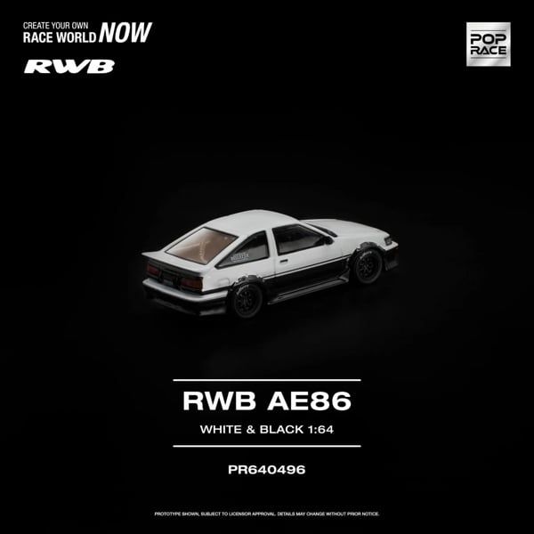  Mô hình xe RWB AE86 White / Black tỉ lệ 1:64 Pop Race PR640496 