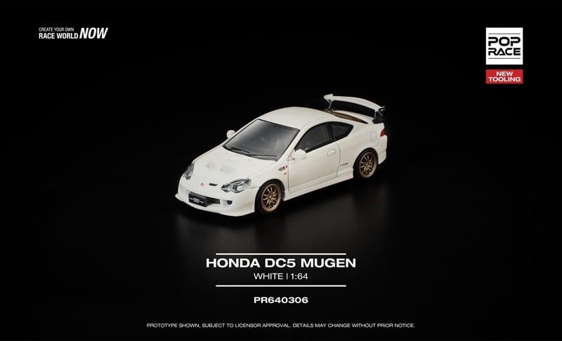  Mô hình xe Honda DC5 Mugen White New Tooling tỉ lệ 1:64 PopRace PR640306 