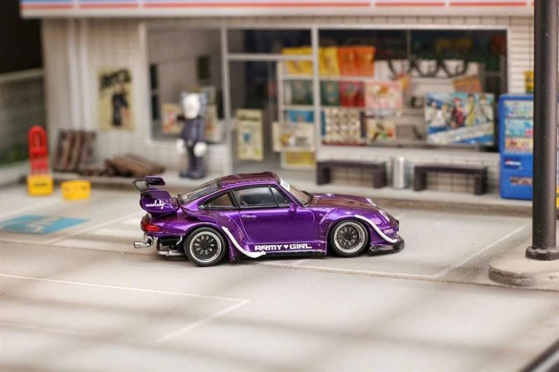  Mô hình xe Porsche RWB 993 Purple ARMY GIRL Street Weapon OT64522 