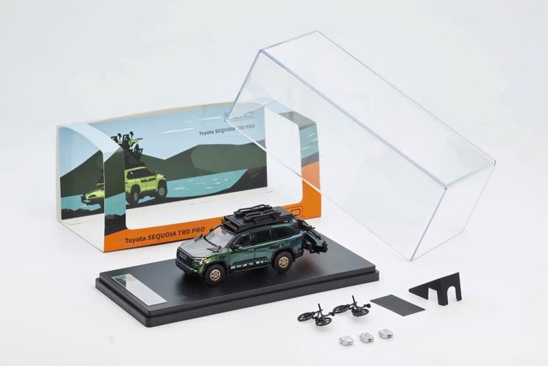  Mô hình xe Toyota Sequoia XK80 TRD Pro Magic Green Color( tỉ lệ 1:64 GCD model KS-068-441 