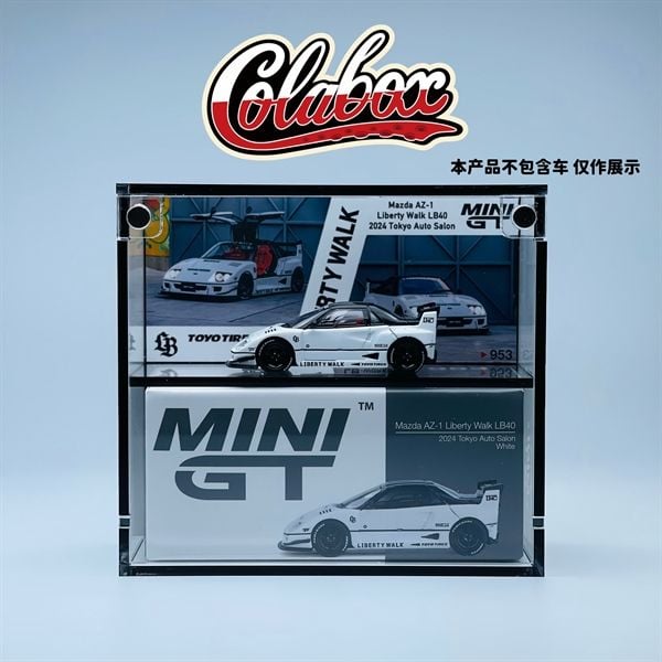  Hộp trưng bày mica cho xe Mazda AZ-1 Liberty Walk LB40 White 2024 Tokyo Auto Salon MiniGT có khung ảnh tỉ lệ 1:64 Colabox 953 PKC 