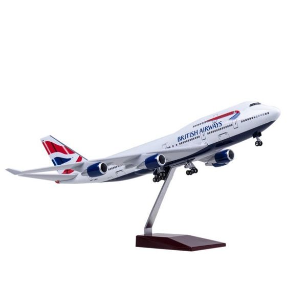  Mô hình máy bay British Airways Boeing B747 có bánh xe kích thước 47cm no led MB47107 