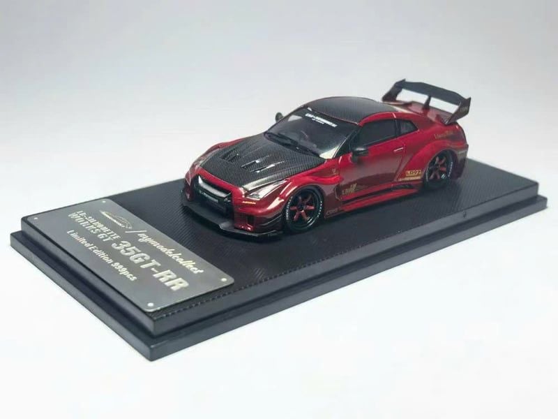  Mô hình xe Nissan GTR R35 Metal Red Carbon LBWK tỉ lệ 1:64 Mymodelcollect MC64005G 