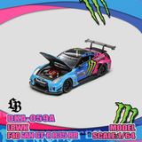  Mô hình xe Nissan GTR R35 LBWK Monster Energy Hooniban open hood tỉ lệ 1:64 Demon King DKA-059 