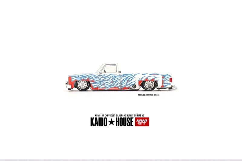  [Hàng Loose] Mô hình xe Chevrolet Silverado Dually onFire V2 LOOSE tỉ lệ 1:64 Kaido House KHMG157L 