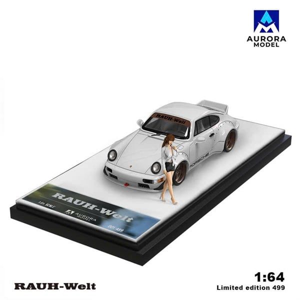  Mô hình xe Porsche Rauth Welt RWB946 White limited 499pcs tỉ lệ 1:64 Aurora model AM640882 