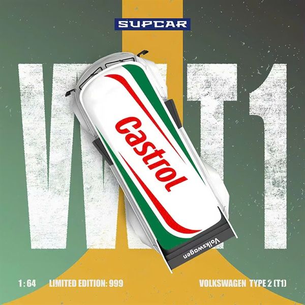  Mô hình xe Volkswagen T1 Castrol 61 Livery Simulated Alloy Car Model tỉ lệ 1:64 Supcar SC SC642951 